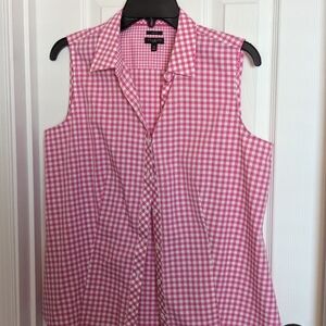 Talbots Pink Gingham Non-Iron sleeveless top Size 12P